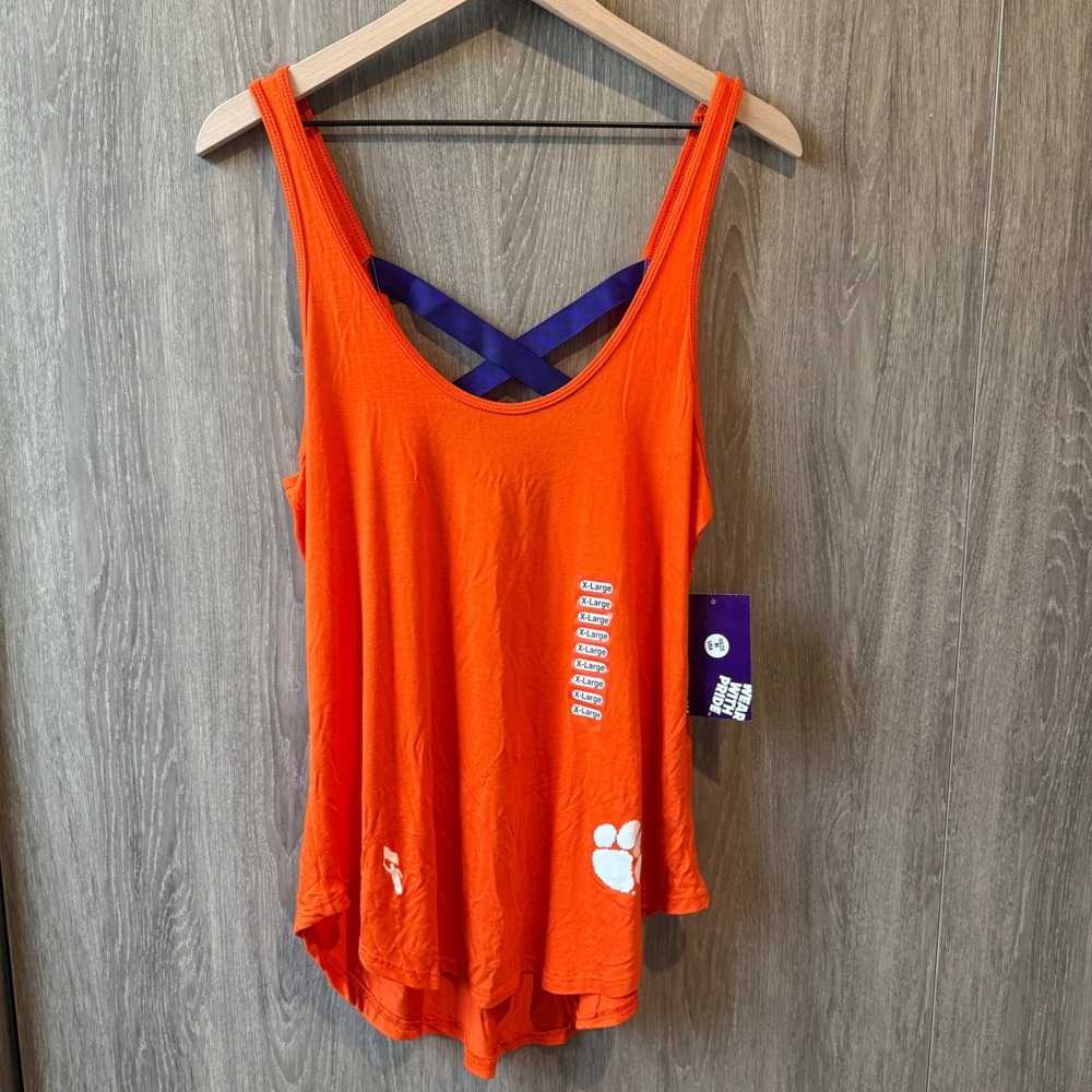 Flying Colors NCAA Clemson Tigers Tank Top Women XL Orange Gameday Tailgate NWT